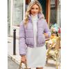 imageFlygo Cropped Puffer Jacket Women 2025 Winter Warm Zip Up Padded Short Quilted Jackets Down CoatLilac Purple