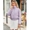 imageFlygo Cropped Puffer Jacket Women 2025 Winter Warm Zip Up Padded Short Quilted Jackets Down CoatLilac Purple