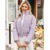 imageFlygo Cropped Puffer Jacket Women 2025 Winter Warm Zip Up Padded Short Quilted Jackets Down CoatLilac Purple