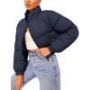 imageFlygo Cropped Puffer Jacket Women 2025 Winter Warm Zip Up Padded Short Quilted Jackets Down CoatNavy