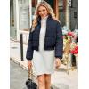 imageFlygo Cropped Puffer Jacket Women 2025 Winter Warm Zip Up Padded Short Quilted Jackets Down CoatNavy