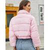 imageFlygo Cropped Puffer Jacket Women 2025 Winter Warm Zip Up Padded Short Quilted Jackets Down CoatPink