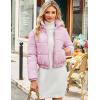 imageFlygo Cropped Puffer Jacket Women 2025 Winter Warm Zip Up Padded Short Quilted Jackets Down CoatPink