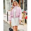 imageFlygo Cropped Puffer Jacket Women 2025 Winter Warm Zip Up Padded Short Quilted Jackets Down CoatPink