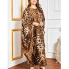 imageFlygo Muslim Abaya for Women Maxi Long Dresses Dubai Pendant Bat Sleeves Turkey African Caftan Kaftan Daily Casual One Size Brown