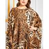 imageFlygo Muslim Abaya for Women Maxi Long Dresses Dubai Pendant Bat Sleeves Turkey African Caftan Kaftan Daily Casual One Size Brown