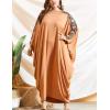 imageFlygo Muslim Abaya for Women Maxi Long Dresses Dubai Pendant Bat Sleeves Turkey African Caftan Kaftan Daily Casual One Size Orange