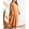 imageFlygo Muslim Abaya for Women Maxi Long Dresses Dubai Pendant Bat Sleeves Turkey African Caftan Kaftan Daily Casual One Size Orange