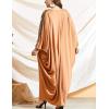 imageFlygo Muslim Abaya for Women Maxi Long Dresses Dubai Pendant Bat Sleeves Turkey African Caftan Kaftan Daily Casual One Size Orange