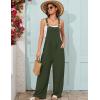 imageFlygo Overalls for Women Loose Fit Cotton Linen Bib Overalls Wide Leg Jumpsuits Casual 2025 Summer RompersArmy Green