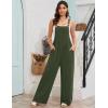 imageFlygo Overalls for Women Loose Fit Cotton Linen Bib Overalls Wide Leg Jumpsuits Casual 2025 Summer RompersArmy Green