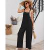 imageFlygo Overalls for Women Loose Fit Cotton Linen Bib Overalls Wide Leg Jumpsuits Casual 2025 Summer RompersBlack