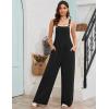 imageFlygo Overalls for Women Loose Fit Cotton Linen Bib Overalls Wide Leg Jumpsuits Casual 2025 Summer RompersBlack