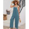 imageFlygo Overalls for Women Loose Fit Cotton Linen Bib Overalls Wide Leg Jumpsuits Casual 2025 Summer RompersBlue
