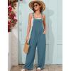 imageFlygo Overalls for Women Loose Fit Cotton Linen Bib Overalls Wide Leg Jumpsuits Casual 2025 Summer RompersBlue