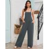 imageFlygo Overalls for Women Loose Fit Cotton Linen Bib Overalls Wide Leg Jumpsuits Casual 2025 Summer RompersDark Grey