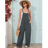 imageFlygo Overalls for Women Loose Fit Cotton Linen Bib Overalls Wide Leg Jumpsuits Casual 2025 Summer RompersDark Grey