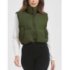 imageFlygo Puffer Vest Women Cropped Vest Zip Up Stand Collar Sleeveless Lightweight Winter Down Vests JacketArmy Green