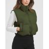 imageFlygo Puffer Vest Women Cropped Vest Zip Up Stand Collar Sleeveless Lightweight Winter Down Vests JacketArmy Green