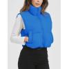 imageFlygo Puffer Vest Women Cropped Vest Zip Up Stand Collar Sleeveless Lightweight Winter Down Vests JacketBlue