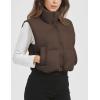 imageFlygo Puffer Vest Women Cropped Vest Zip Up Stand Collar Sleeveless Lightweight Winter Down Vests JacketBrown