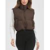 imageFlygo Puffer Vest Women Cropped Vest Zip Up Stand Collar Sleeveless Lightweight Winter Down Vests JacketBrown