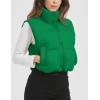 imageFlygo Puffer Vest Women Cropped Vest Zip Up Stand Collar Sleeveless Lightweight Winter Down Vests JacketGreen