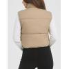 imageFlygo Puffer Vest Women Cropped Vest Zip Up Stand Collar Sleeveless Lightweight Winter Down Vests JacketKhaki