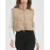 imageFlygo Puffer Vest Women Cropped Vest Zip Up Stand Collar Sleeveless Lightweight Winter Down Vests JacketKhaki