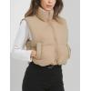 imageFlygo Puffer Vest Women Cropped Vest Zip Up Stand Collar Sleeveless Lightweight Winter Down Vests JacketKhaki