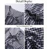 imageFlygo Tie Open Front Babydoll Tops for Women Cute 34 Puff Sleeve Plaid Ruffle Hem Peplum Blouse Shirt Girls Lace TopsBlack