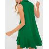 imageFlygo Tunic Mini Shirt Dresses for Women 2024 Button Down Sleeveless Cotton Shirt Dress Ruffle Shift Dresses with PocketsGreen