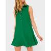 imageFlygo Tunic Mini Shirt Dresses for Women 2024 Button Down Sleeveless Cotton Shirt Dress Ruffle Shift Dresses with PocketsGreen