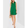 imageFlygo Tunic Mini Shirt Dresses for Women 2024 Button Down Sleeveless Cotton Shirt Dress Ruffle Shift Dresses with PocketsGreen