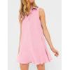 imageFlygo Tunic Mini Shirt Dresses for Women 2024 Button Down Sleeveless Cotton Shirt Dress Ruffle Shift Dresses with PocketsPink