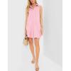 imageFlygo Tunic Mini Shirt Dresses for Women 2024 Button Down Sleeveless Cotton Shirt Dress Ruffle Shift Dresses with PocketsPink