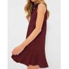 imageFlygo Tunic Mini Shirt Dresses for Women 2024 Button Down Sleeveless Cotton Shirt Dress Ruffle Shift Dresses with PocketsRed