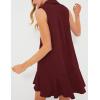 imageFlygo Tunic Mini Shirt Dresses for Women 2024 Button Down Sleeveless Cotton Shirt Dress Ruffle Shift Dresses with PocketsRed