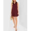 imageFlygo Tunic Mini Shirt Dresses for Women 2024 Button Down Sleeveless Cotton Shirt Dress Ruffle Shift Dresses with PocketsRed