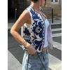 imageFlygo Women Vintage Embroidered Vest Boho Floral Vest Sleeveless Open Front Cropped 70s Vests Cardigan Waistcoat