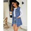 imageFlygo Womens Casual Button Up Sleeveless Denim Jean Mid Long Vest Gilet Jacket01 Mid Blue