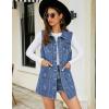 imageFlygo Womens Casual Button Up Sleeveless Denim Jean Mid Long Vest Gilet Jacket01 Mid Blue
