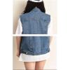 imageFlygo Womens Casual Plus Size Buttoned Distressed Washed Denim Vest Sleeveless Jean Jacket W Chest Flap Pockets