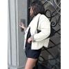imageFlygo Womens Casual Quilted Puffer Jacket Leopard Lined Collarless Cropped Button Down Winter Warm Lightweight Bomber CoatBeige