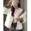 imageFlygo Womens Casual Quilted Puffer Jacket Leopard Lined Collarless Cropped Button Down Winter Warm Lightweight Bomber CoatBeige