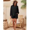 imageFlygo Womens Cotton 2 Piece Outfits Lounge Sets Oversized Button Down Shirts Shorts Pajama Set Tracksuit Vacation OutfitsBlack