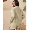 imageFlygo Womens Cotton 2 Piece Outfits Lounge Sets Oversized Button Down Shirts Shorts Pajama Set Tracksuit Vacation OutfitsLight Khaki