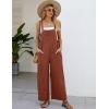 imageFlygo Womens Cotton Bib Overalls Loose Fit Wide Leg Jumpsuits Casual Rompers with PocketsBrick Red