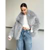 imageFlygo Womens Faux Fur Coat Fluffy Faux Fur Jacket Long Sleeve Lapel Furry Winter Jackets Shaggy Parka Short CoatAsh Grey