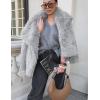 imageFlygo Womens Faux Fur Coat Fluffy Faux Fur Jacket Long Sleeve Lapel Furry Winter Jackets Shaggy Parka Short CoatAsh Grey